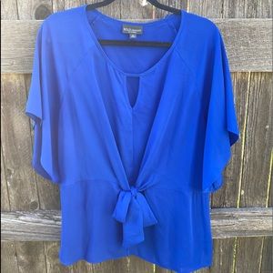 Blue Dressy Flowy Blouse